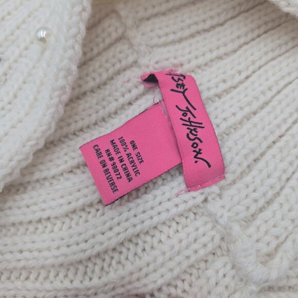Betsey Johnson Glam Cream Pearl Knit Neck Warmer Cowl Scarf Girlie - Picture 5 of 7